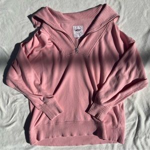 Oversized Aerie pink pullover zip up